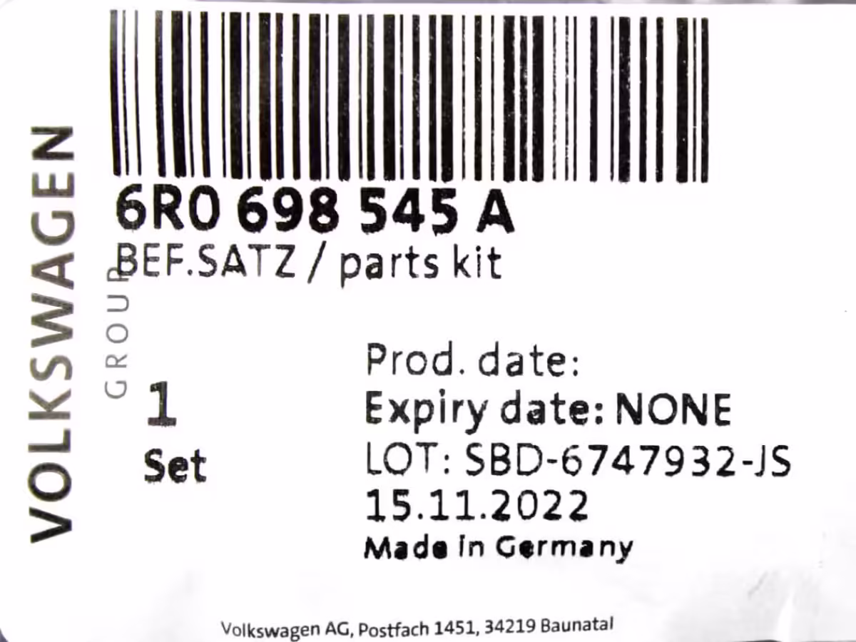 6R0698545A - Satz Bremsbackenbefestigungen; 1hp [7/7]