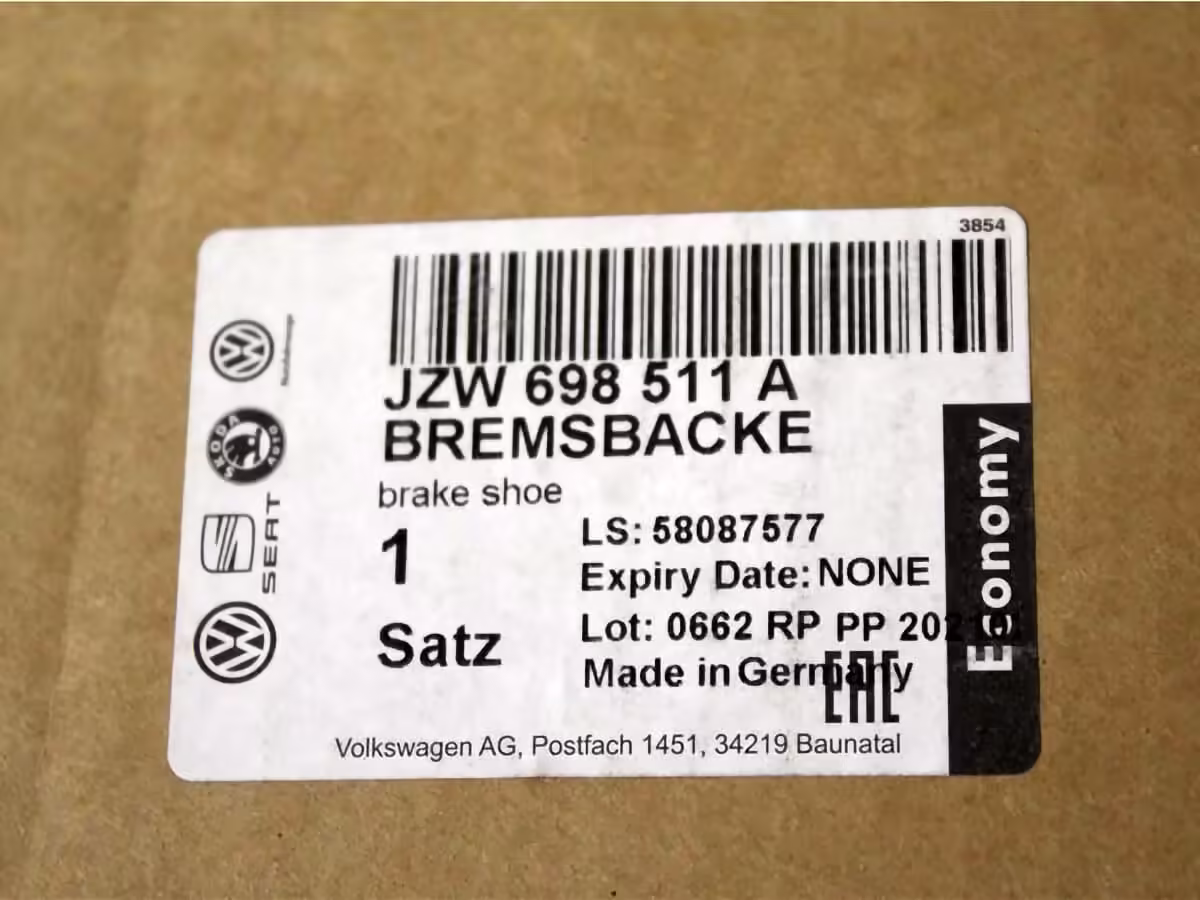 JZW698511A - Bremsbackensatz mit Belägen und Radbremszylinder; ECO [8/11]