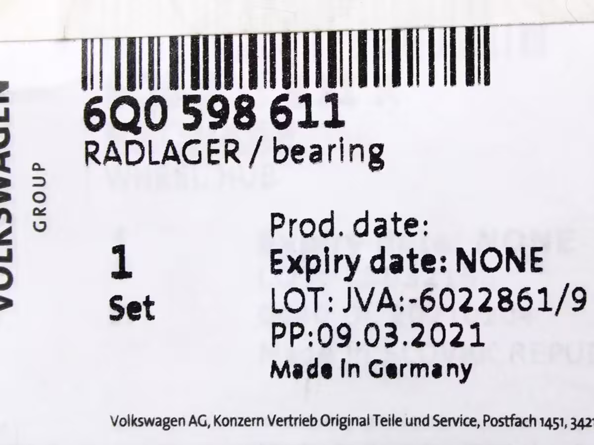 6Q0598611 - Hinterradlager; mit Montageteilen [11/11]
