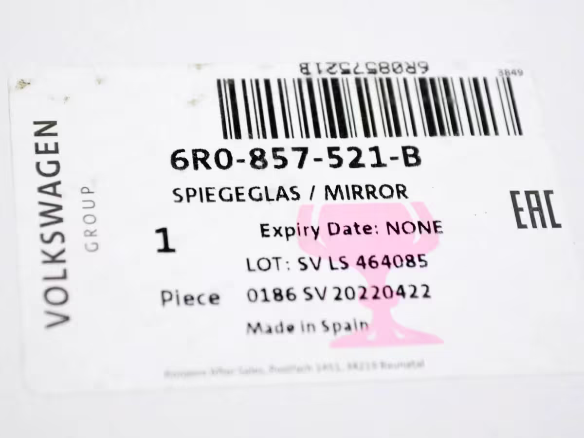 6R0857521B - Spiegelglas V1; RHD, linke Seite [10/13]