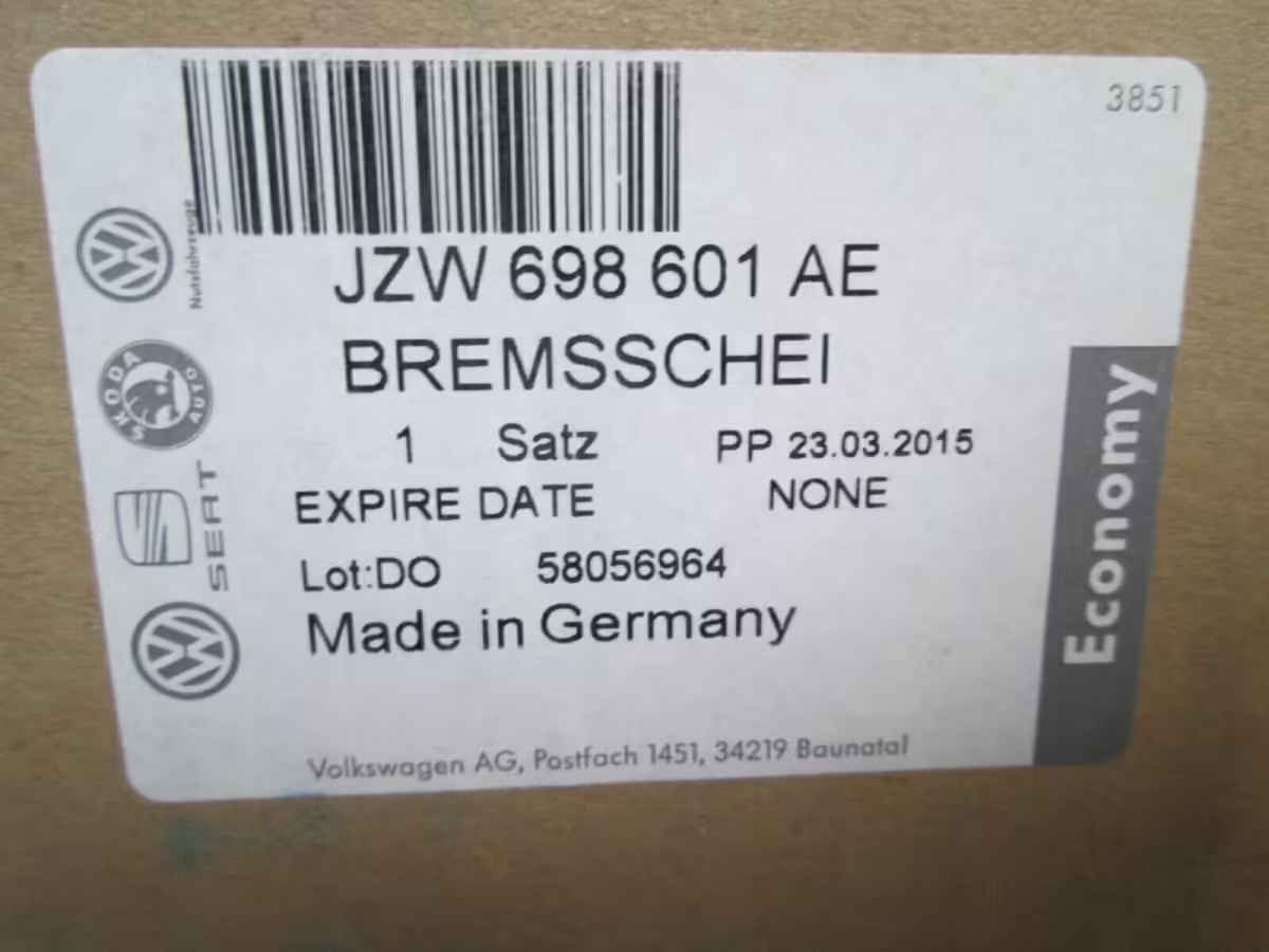 JZW698601AE - Bremsscheibensatz mit 'eco' Bremsbelägen, hinten 230mm [2/5]