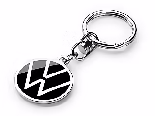 Schlüsselanhänger neues VW-Logo schwarz und silber