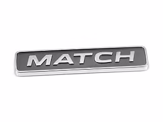 Naklejany napis MATCH chrom/ciepły szary,