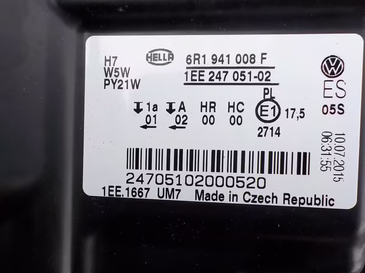 6R1941008F - Halogen Twin Headlight (H7/H7); right, LHD [9/15]