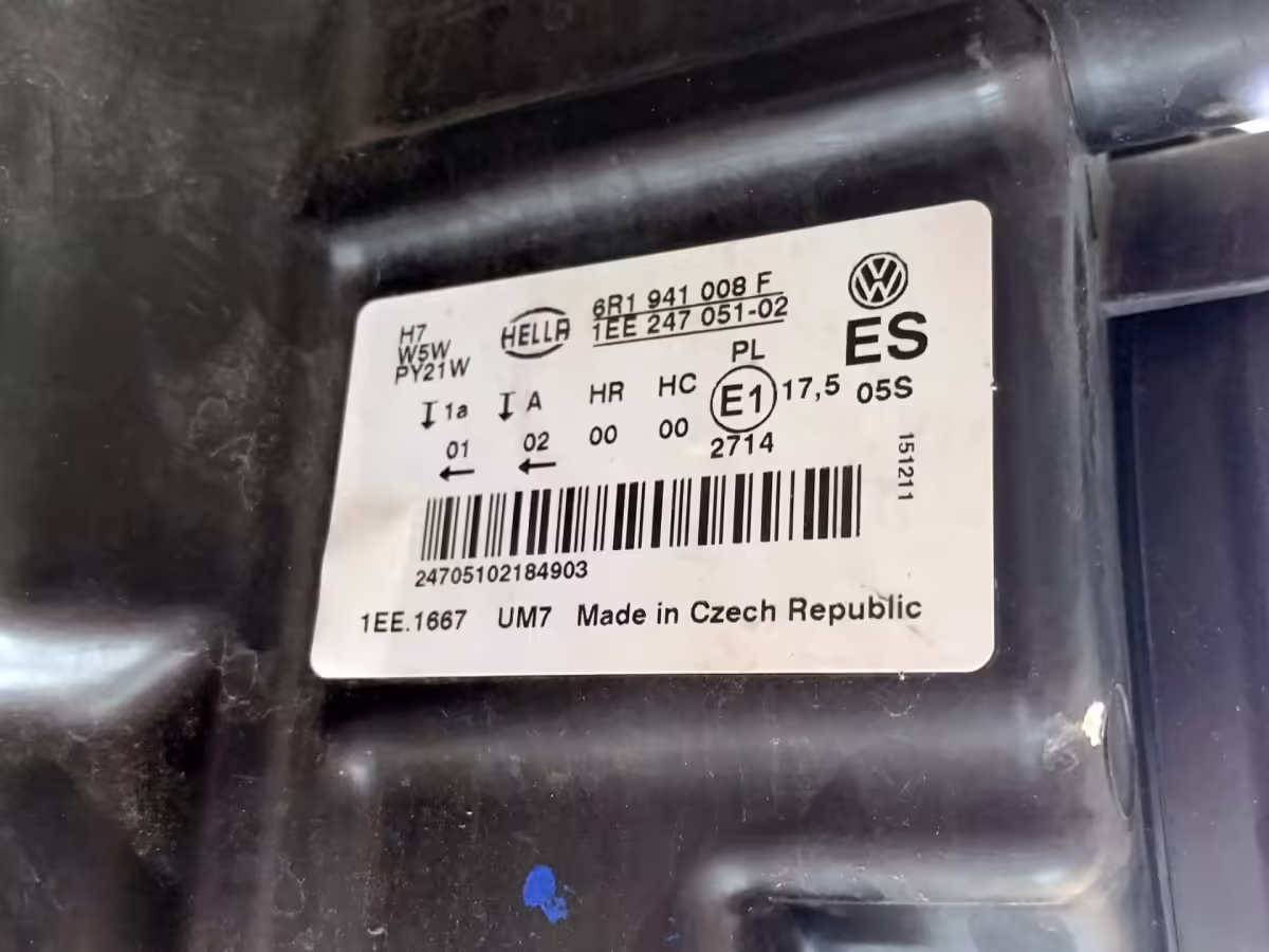 6R1941008F - Halogen Twin Headlight (H7/H7); right, LHD [11/15]