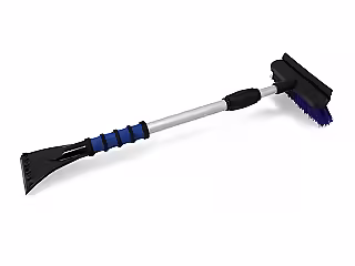 Telescopic ice scraper with snow brush