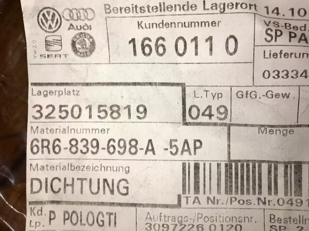 6R6839698A5AP - Türdichtung; außen [6/7]