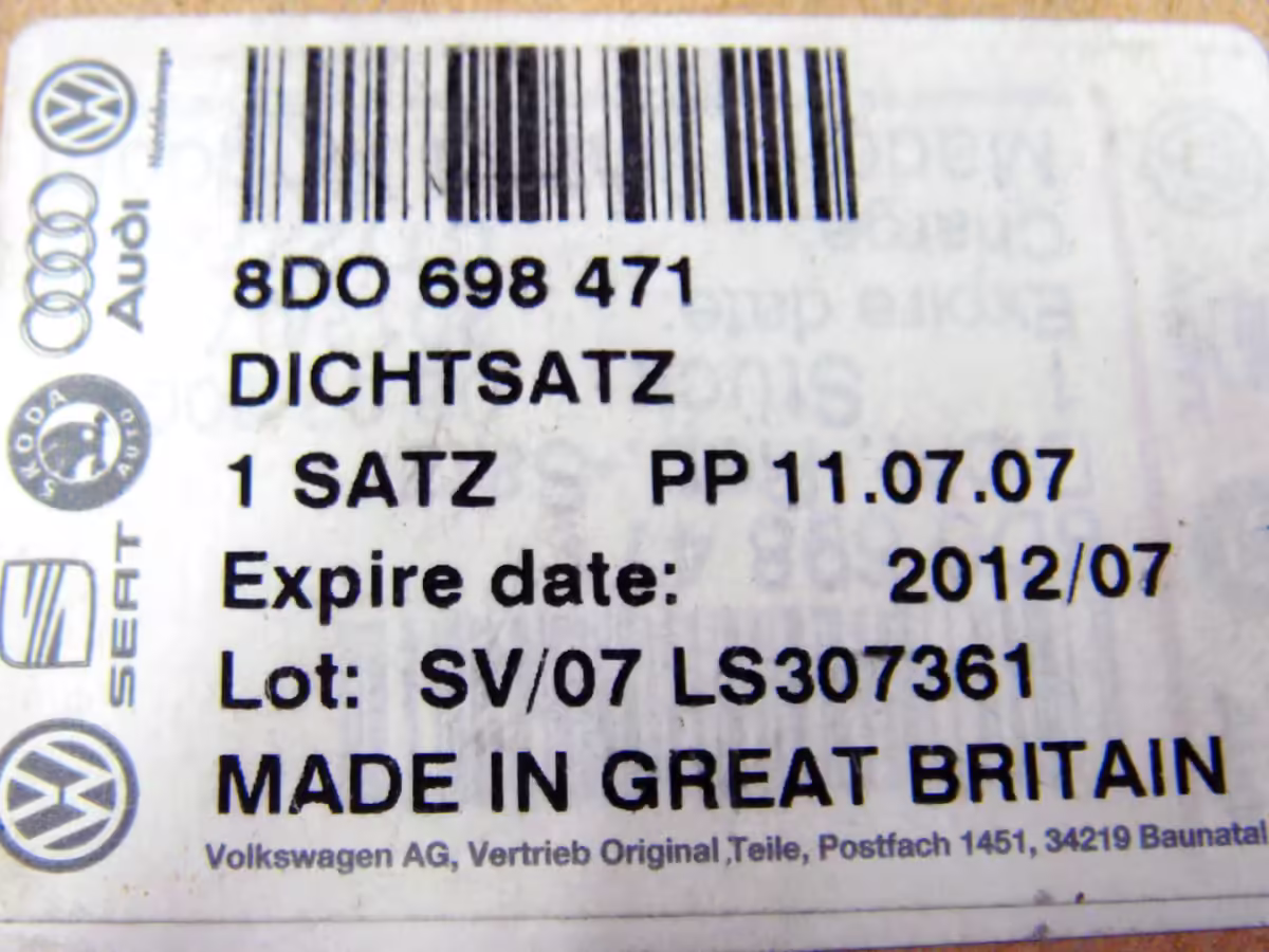 8D0698471 - Set of gaskets for brake caliper housing [9/9]